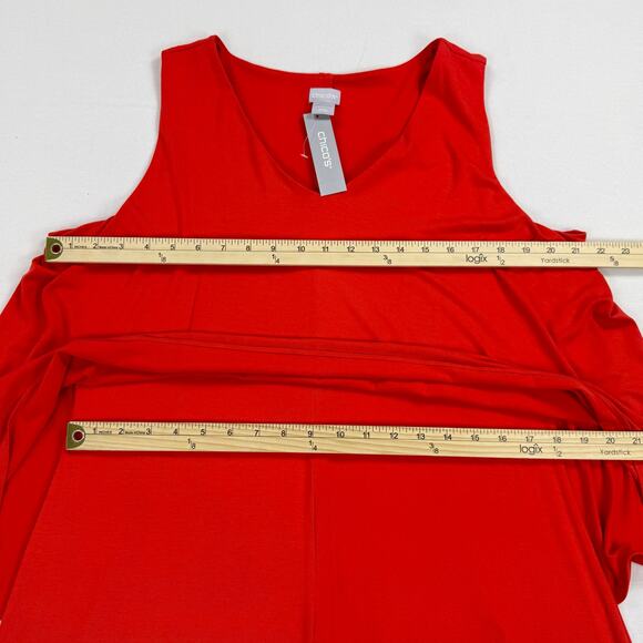 Chicos Womens Sleeveless Twofer Layer Midi Dress Size 12 / 14 Red - Picture 11 of 14